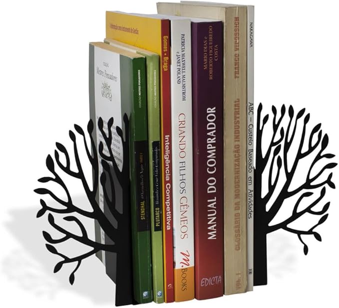 Trees Theme Book Holder Organizer – Steel, Black, Nature Inspired Design – Books in Style, Perfect for Home Decor, Great Gift for Book Lovers – Urban Forest Collection – Geguton