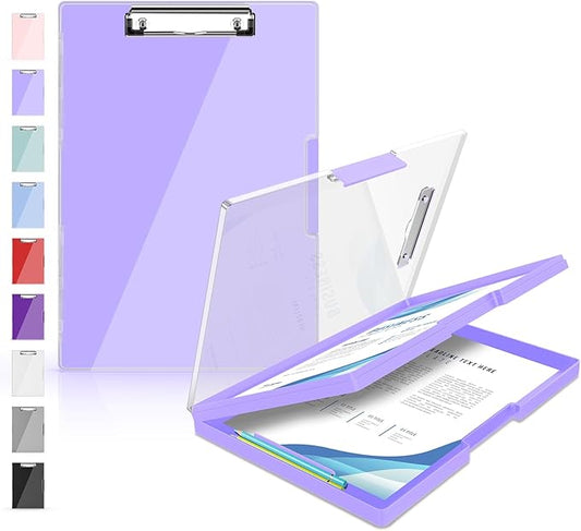 Sooez Clipboard with Storage, Heavy Duty Cleaview Clip Boards 8.5x11 with Dual Storage, Dry Erase Plastic Nursing Clipboard, High Capacity Clipboards Folder for Teacher Nurse, School & Office Supplies