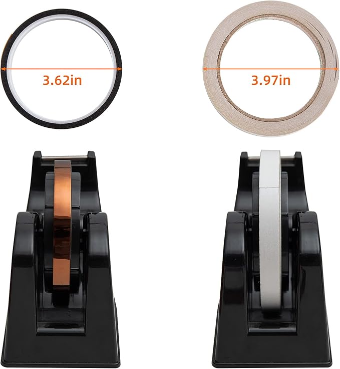 Desktop Tape Dispenser Adhesive Roll Holder (Fits 1" & 3" Core) with Weighted Nonskid Base Black