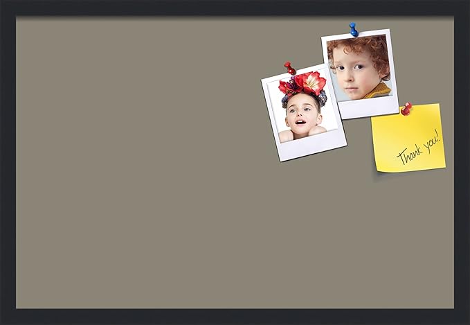 PinPix 27x18 Inch Cork Bulletin Board. This Decorative Framed Pin Board Comes with Pewter Design and a Satin Black Frame. Ideal for Home Office Decor or Message Board (PinPix-1812)