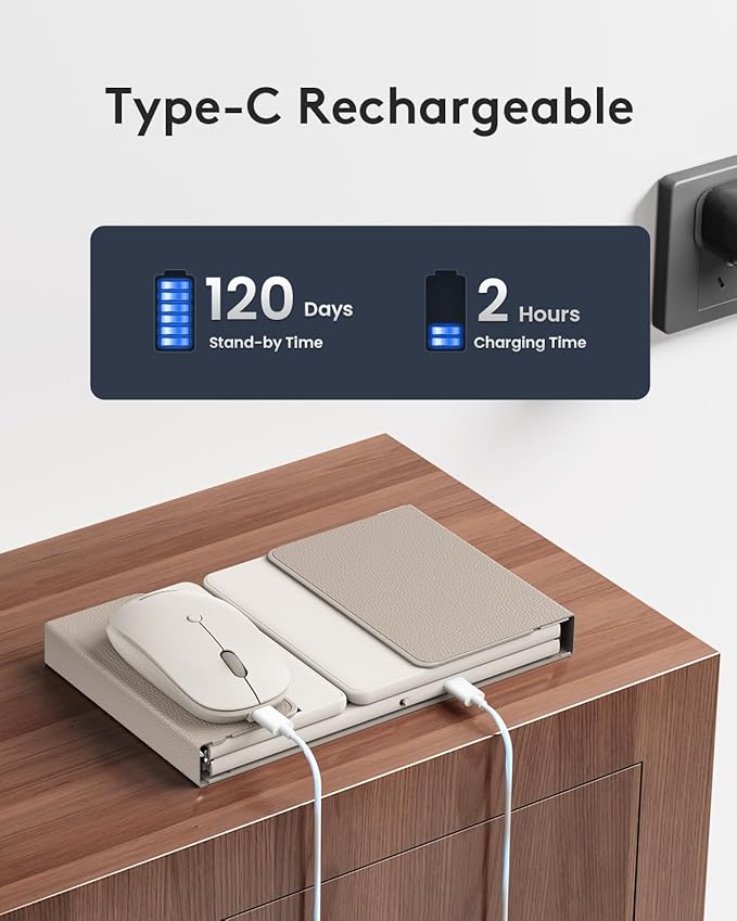 Foldable Keyboard and Mouse, Samsers Folding Bluetooth Keyboard Combo, 2.4G + BT5.0 x 2, Full-Size Portable Travel Keyboard & Rechargeable Wireless Mouse for Windows Android iOS Mac OS, Starlight