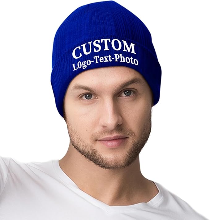 Custom Beanie for Men Women Bulk Custom Winter Hat Beanies with Logo Text Image Personalized Knit Hats Gifts for Business
