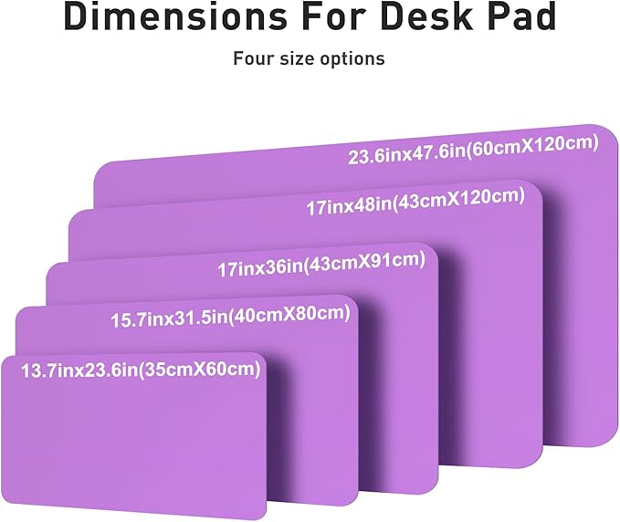 Aothia Faux Leather Desk Mat – Large Mouse Pad, Non-Slip PU Leather Blotter, Waterproof Writing Surface for Office and Home (Iris Violet, 47.2" x 23.6")