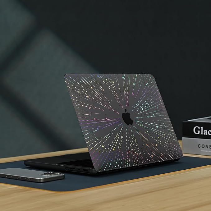 KEROM Clear Black Case for MacBook Air 13 inch 2021-2018 M1 A2337 A2179 A1932, Plastic Hard Shell Case & Keyboard Cover for MacBook Air 13.3 inch, Line