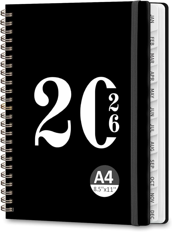 2026 Planner, Weekly and Monthly Calendar Agenda Book, Jan 2026 - Dec 2026, Hardcover Planning Academic Planner for Office School Supplies and Desk Accessories - Letter Size (8.5'' x 11'')