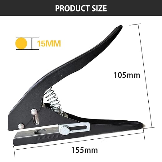 Single Hole Punch, Heavy Duty Single Hole Punch Hole Punches Portable Hand Held for Tags Cards Plastic (15MM Black)