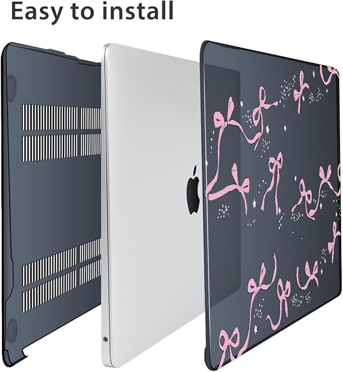 Compatible with MacBook Air 13 inch Case 2022 2021-2018 A2337 M1 A2179 A1932 Retina Display with Touch ID, Plastic Hard Shell Case +Keyboard Cover+Screen Protector+Webcam Cover, Bows-b