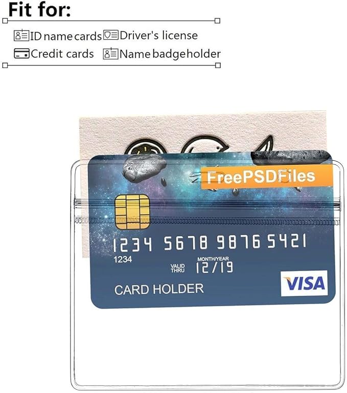 100 Pack Horizontal ID Badge Holder with Clip, Universal Waterproof PVC Transparent Name Tag Holder with Sealed Zipper(2.3 × 3.6 inch)