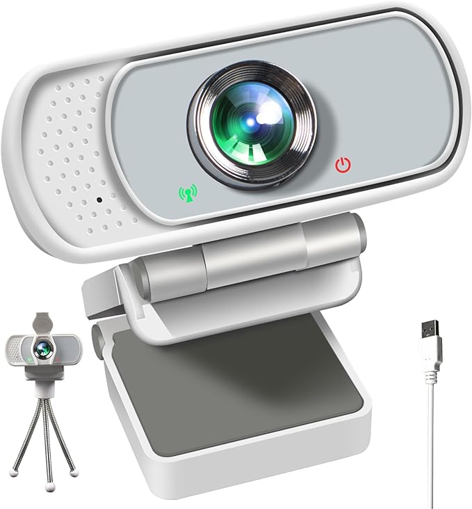 Full HD 1080P Webcam with Privacy Shutter and Tripod, Pro Streaming Web Camera with Microphone, Widescreen USB Computer Camera for Laptop Desktop
