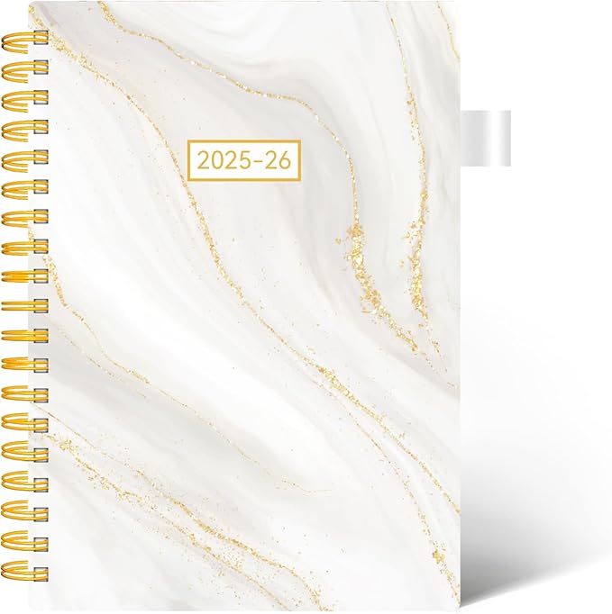 Academic Planner 2025-2026, Weekly and Monthly Planners for Women, Jul.2025 - Jun.2026, AIMPEAK Daily Calendar Planner for Teacher & Student, Monthly Tabs, White Marble, 7"x10"