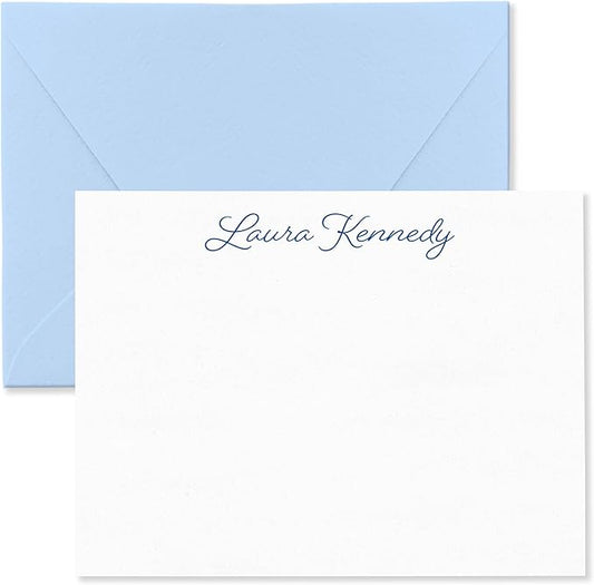 Personalized Stationery Note Cards and Envelopes Set for Women Customized with Name in Script Font, Choose Ink & Envelope Colors | Fairmont & Grove Paper Co. (Font Style #1)