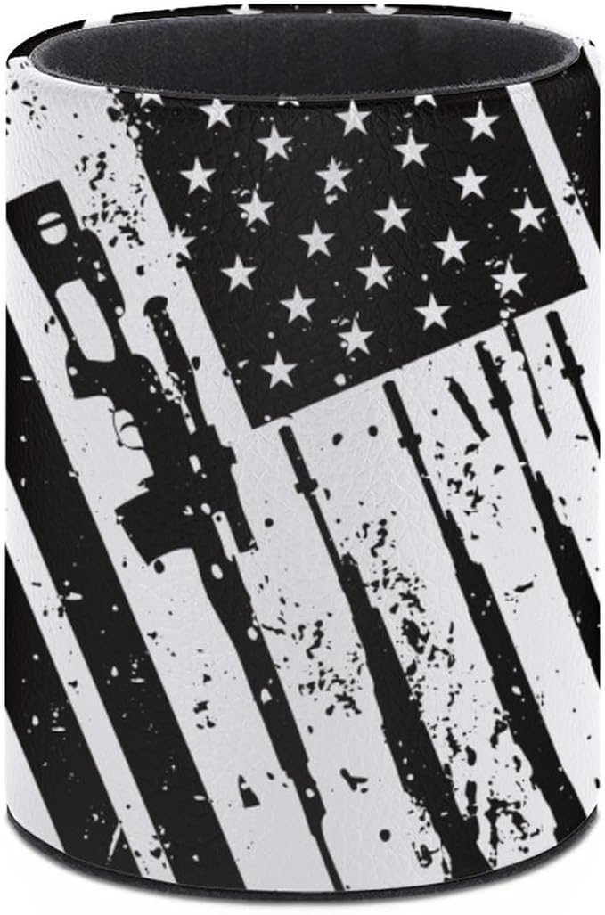 American Flag Pen Holder Pencil Organizer Cute Pencil Cup Desk Decor Makeup Brush Holder PU Multifunctional Office Suppliesfor Home Classroom School