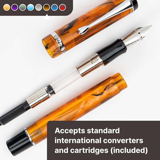 Conklin Duragraph Fountain Pen Amber - Broad Nib, Luxury Writing Instrument with Warm Amber Finish
