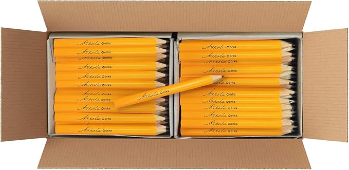 Mini Golf Pencils Without Erasers - 192 Count - Classic Pre-Sharpened #2 HB American Pew Pencils Standard Hex Shaped Bulk Pack