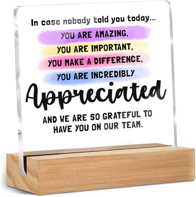 Positive Affirmations Motivational Reminder Desk Decor Acrylic Sign 4x4 Inch, Desk Shelf Cubicle Gadgets Cute Office Decor, Mental Health Gifts for Women Coworkers Best Friend