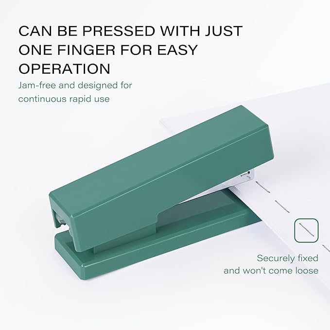 Desktop Stapler 2-Pack, Durable Office Stapler, 25 Sheet Capacity, Includes 1000 Staples for Home and Office Use (2, Green)