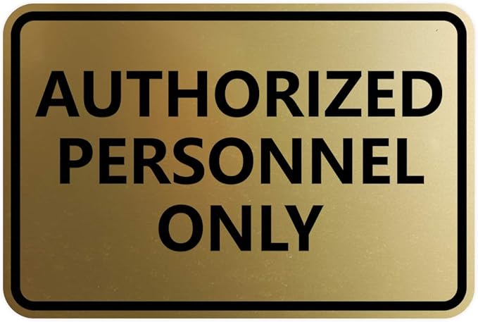 Signs ByLITA Classic Framed Authorized Personnel Only Sign (Brushed Gold) - Medium 1 Pack