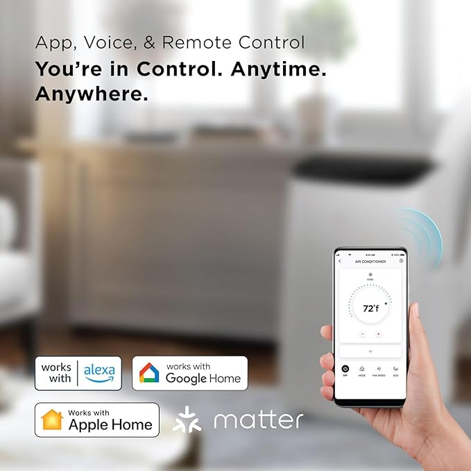 TCL H10PDH56W, 450 Sq. Ft, 10,000 BTU Q-Series Dual Hose Portable Inverter Air Conditioner & Heater, AC Unit with Heat, 47% Energy Savings, Compact Design, Works with Smart Home Devices, White