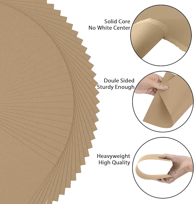 OcePor 100 Sheets Brown Cardstock Paper, Colored Printer Paper 8.5 x 11, Card Stock Thick Construction for Craft,Scrapbook，Office Printing, Invitations, Certificates，92 lb/250gsm