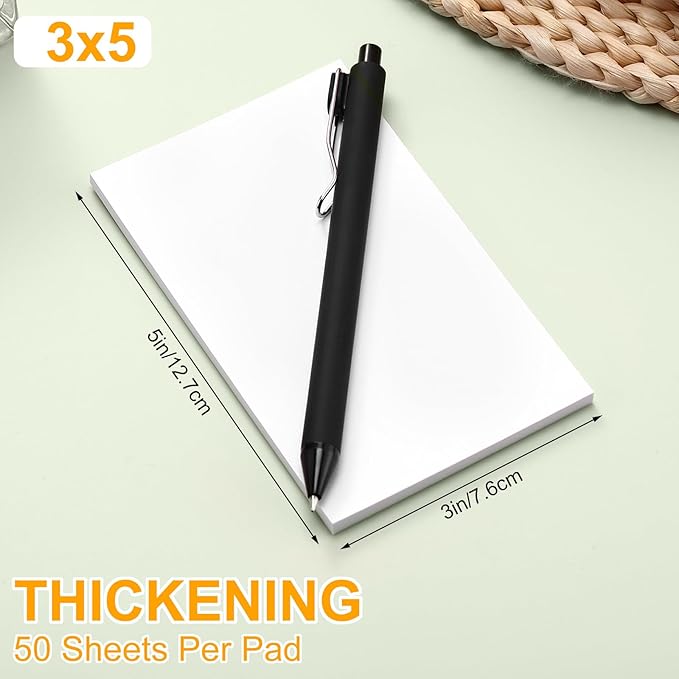 Fainne 3 x 5 Inch Paper Note Pads White Memo Pad Blank Writing Memo Scratch Paper for Waitress Waiter Book to Do Grocery List Small Notebook Restaurant Checkbook, White(150 Pack)