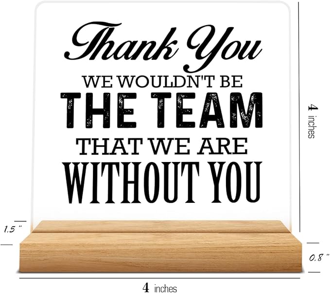 Thank You Gift for Team, Coworkers Gifts for Men Women, Appreciation Gift for Coworkers, We Wouldn't Be the Team That We Are Without You Acrylic Desk Sign Office Decor