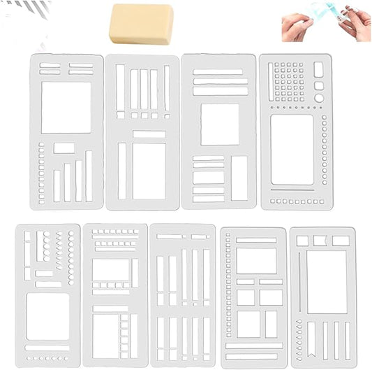 Planner Stencils Set, 9 Pack Flexible Handmade Templates – Reusable Planner Stencils for Journaling, Bullet Journal, Calendar Planning, Scrapbooking & DIY Crafts
