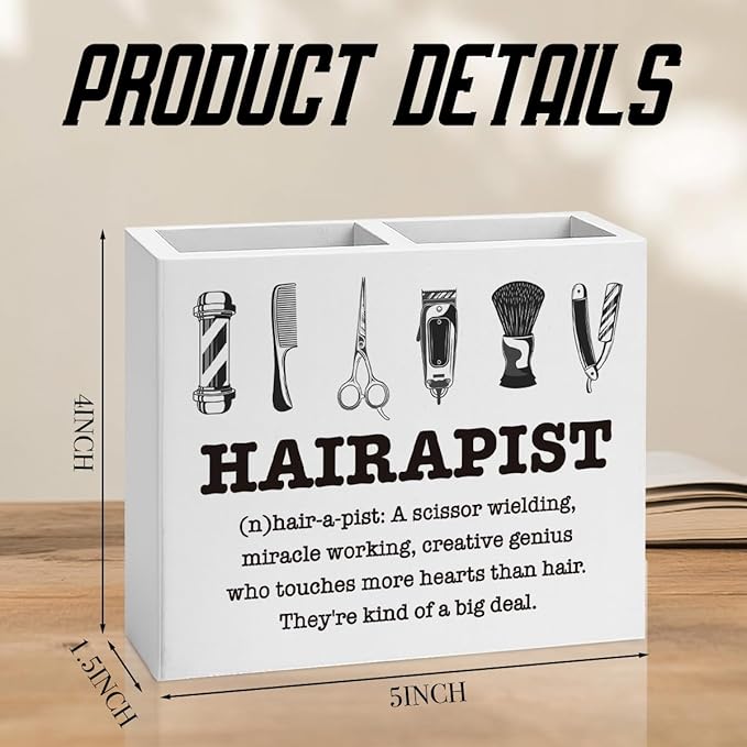 Hairstylist Gifts, Hair Salon Hairapist,Office Room Decor for Women Men Coworker Friend Employee Wooden Box Holder Home Hair Salon Barbershop Decor