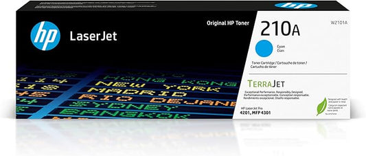 HP 210A Cyan Toner Cartridge | Works Color Laserjet Pro 4201, Color Laserjet Pro MFP 4301 Series | W2101A