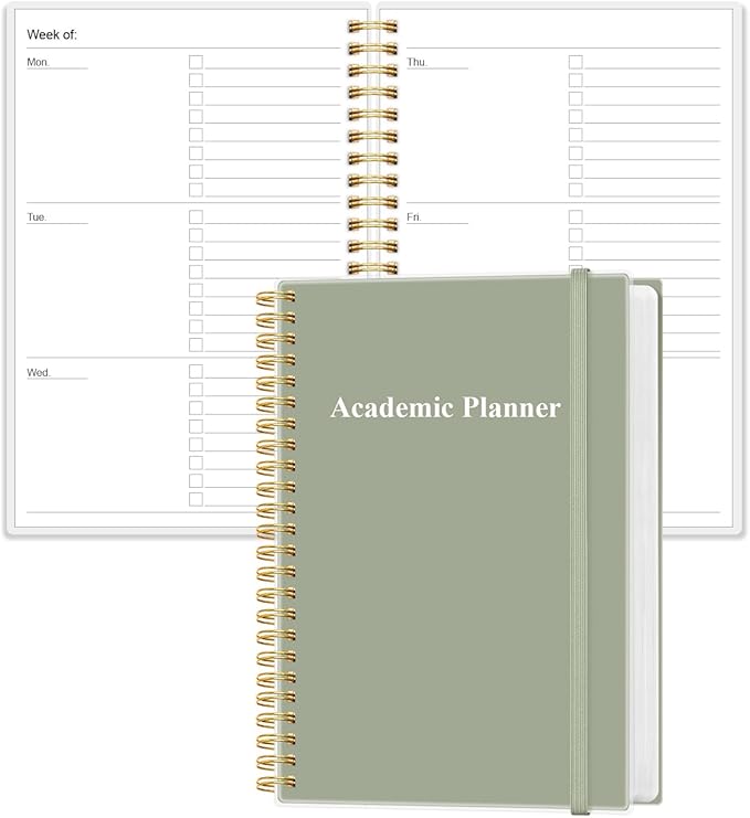 Academic Planner for 2026 or Anytime - 5.8" x 8.5" Undated Weekly Student Planner For Homeschool, High School, College & Nursing Students, 200 Pages, Green