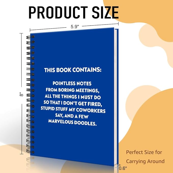Pointless Notes from Boring Meetings Funny Dark Blue Golden Spiral Notebook, Humorous Office Gifts, Gag Gifts for Coworkers, Funny Office Sarcastic Gifts for Coworkers,Team Members, Employees