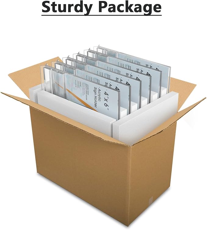 MaxGear 4x6 Acrylic Sign Holder 12 Pack, Double Sided Display Stand, Clear Paper Holder Picture Frame, Plastic Menu Stand Photo Frame for Stores, Restaurants, Hotels, Office