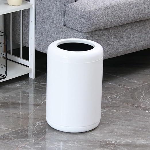 White Open Top Trash can,10L/2.6GAL, Wastebasket Bin,Garbage Can for Bathroom,Living Room,Office,Kitchen,Bedroom,Hotel (White)