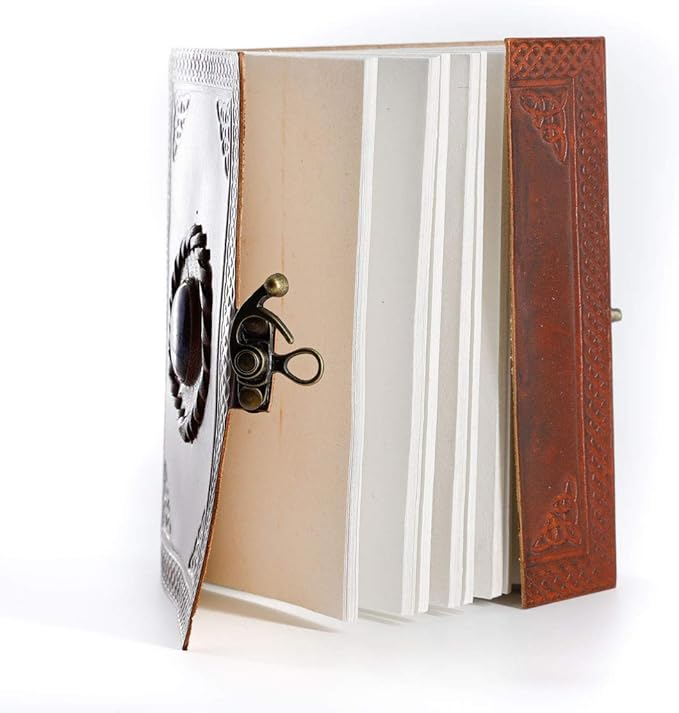 Vintage Leather Journal Handmade Buffalo Non-Refillable Deckle Edge Paper – Leather Bound Journal for Women Men Vintage C-Lock Closure Ideal for Writing & Travel for Artists