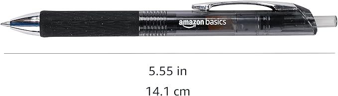 Amazon Basics Gel Pens Fine Point Smooth Writing Pens, Retractable, Black, 0.7mm, 12 Pack