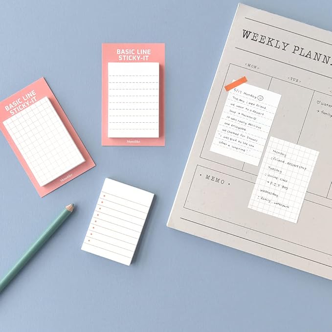 Monolike Basic Line Orange Sticky-it - 6p Set Self-Adhesive Memo Pad 50 Sheets