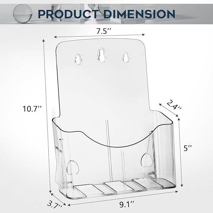 Acrylic Brochure Holder 8.5x11 Inches Slant Back Design, Clear Display Stand, Plastic Table Stand Sign Holder,Pamphlet Holder Flyer Holder, Acrylic Display Stand,for Office, Home, Store, 2 Pack