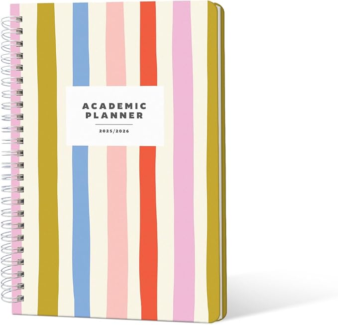Sweetzer & Orange Academic Planner 2025-2026 – Student Planner for August 2025 to July 2026 – Weekly & Monthly Layout – Sturdy Cover & Stickers – Multicolor Stripes Design – 5.5” x 8.5”