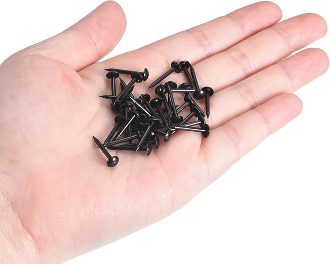 uxcell Upholstery Tacks Nail Pins Furniture, 50Pcs 5x17mm Thumb Tack Pins Assortment Kit Carbon Steel for Home Sofa DIY Decorative Nail Heads Nails, Black