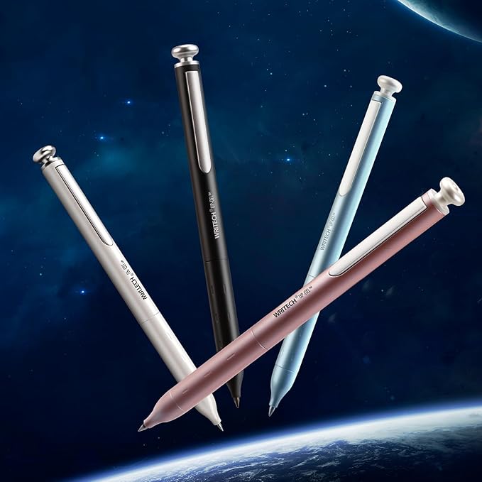 WRITECH Gel Pens Fine Point: Premium Metal Barrel Retractable 0.7mm Black Ink Pen 2ct with 2 Refills No Smear & Bleed Quick Dry Smooth Writing Silent Click Luxury Up-Gel