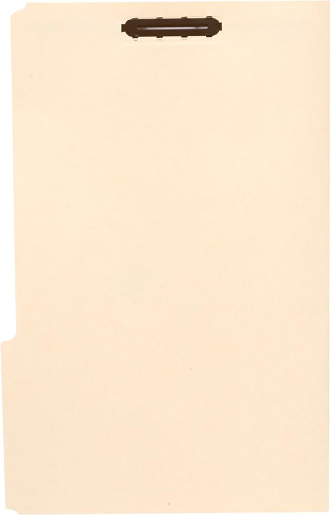 50 Legal Size 1/3 Cut Fastener File Folders - Reinforced Top Tab - Durable 2 Prongs Designed to Organize Standard Legal and Medical Files, Law Office Reports - Legal Size, Manila, 50 Pack