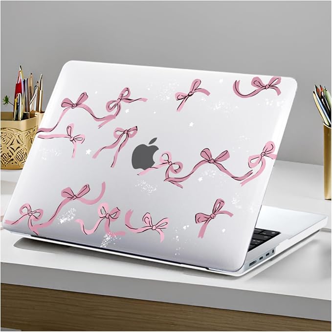DTangLsm Compatible for 2025 MacBook Air 13 inch Case 2024 2023 2022 M4 M3 M2 A3240 A3113 A2681 with Touch ID, Clear Slim Plastic Hard Shell Case&Keyboard Skin for MacBook Air 13.6 M2 Cover,Pink Bows