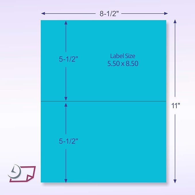 NextDayLabels - 8-1/2 x 11 Neon Color High Light Fluorescent Labels for Laser & Inkjet Printer (Blue Fluorescent, 8-1/2" x 5-1/2" - 2 Per Page | 200 Labels)