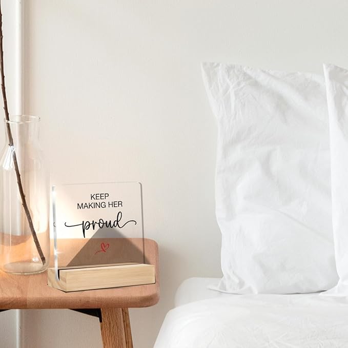 Memorial Gifts for Loss of Mom Bereavement Gift Loss of Grandmother Sympathy Gifts Keep Making Her Proud Desk Decorative Signs Plaques 4 x 4 Inches Acrylic