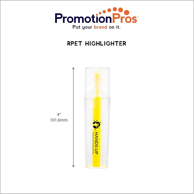 RPET Highlighter Customize Text Name or Personalized Image 0.95 Each - Sold in Pack of 250 - Clear with Yellow
