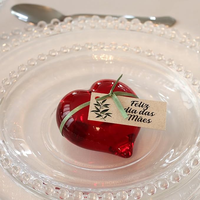 Ca D Oro Small Red Heart Glass Paperweight Hand Blown Murano-Style Art Glass