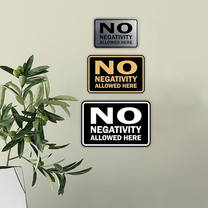 Signs ByLITA Classic Framed No Negativity Allowed Here Sign (Black) - Large 5 Pack