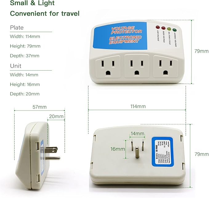 BSEED Surge Protector Power Strip for Home Appliance, 3 Outlet Power Surge Protector, Voltage Protector Brownout Surge Refrigerator 1875W, 120V, 15A, 1 Pack
