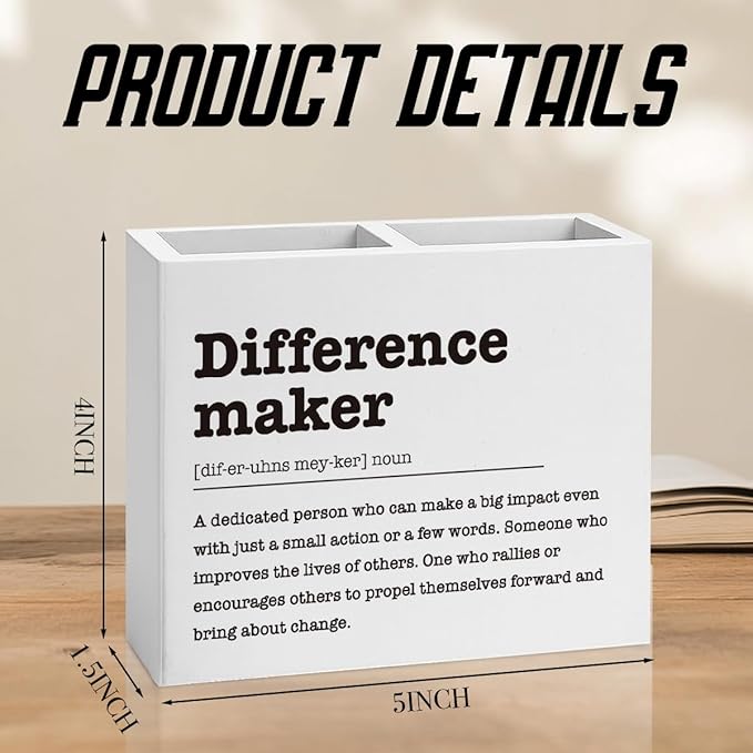 Difference Maker Gifts Office Room Decor for Women Men Coworker Friend Employee Wooden Pencil Holder Boss Day Gifts Funny Office Accessories Desk Decor