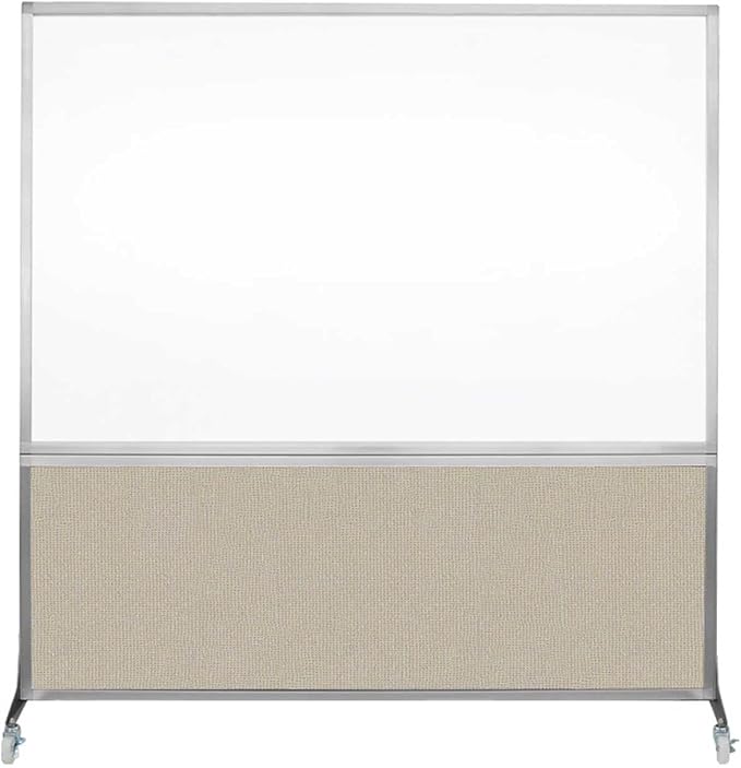 DivideWrite Mobile Whiteboard | Double Sided Dry Erase Board | Portable Office Cubicle Partition | Display for Classrooms, Conference Rooms, Meeting Areas and More | Sand Fabric 6' Wide X 6' Tall