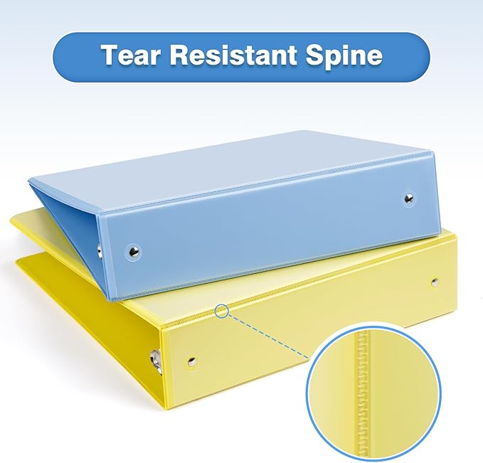 COMIX Standard 3 Ring Binder 2 inch with Clear View Cover, 2" Round Ring View Binder Holds 400 Sheets of US Letter Size Paper, 6 Pack (Pale Blue)